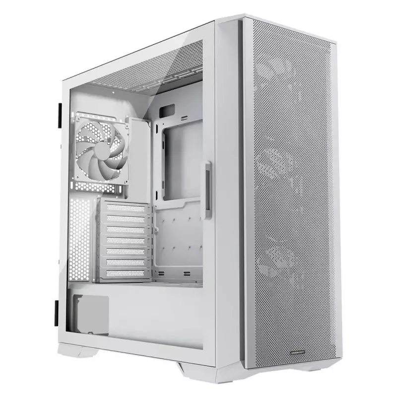 Caja de PC MODECOM HORIZON FLOW MIDI blanca — torre Midi, ARGB, cristal templado, micro ATX, USB-C, 3x140mm delante, 1x140mm detrás, GPU hasta 400 mm, altura de disipador de CPU 172 mm