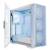 Caja de PC MODECOM HORIZON FLOW MIDI blanca — torre Midi, ARGB, cristal templado, micro ATX, USB-C, 3x140mm delante, 1x140mm detrás, GPU hasta 400 mm, altura de disipador de CPU 172 mm
