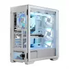 Caja de PC MODECOM HORIZON FLOW MIDI blanca — torre Midi, ARGB, cristal templado, micro ATX, USB-C, 3x140mm delante, 1x140mm detrás, GPU hasta 400 mm, altura de disipador de CPU 172 mm