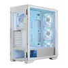Caja de PC MODECOM HORIZON FLOW MIDI blanca — torre Midi, ARGB, cristal templado, micro ATX, USB-C, 3x140mm delante, 1x140mm detrás, GPU hasta 400 mm, altura de disipador de CPU 172 mm