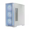 Caja de PC MODECOM HORIZON FLOW MIDI blanca — torre Midi, ARGB, cristal templado, micro ATX, USB-C, 3x140mm delante, 1x140mm detrás, GPU hasta 400 mm, altura de disipador de CPU 172 mm