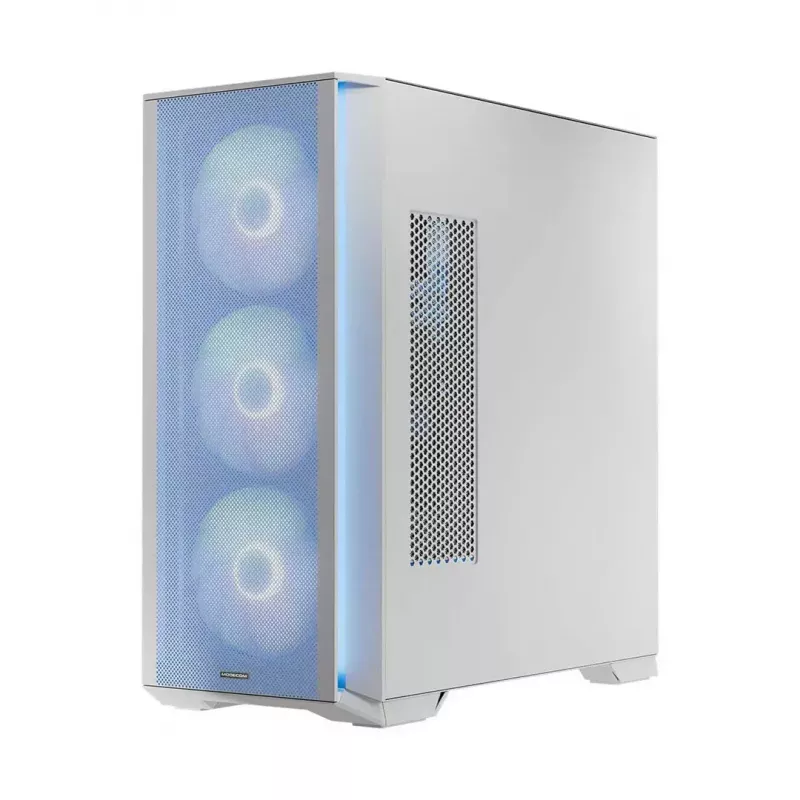 Caja de PC MODECOM HORIZON FLOW MIDI blanca — torre Midi, ARGB, cristal templado, micro ATX, USB-C, 3x140mm delante, 1x140mm detrás, GPU hasta 400 mm, altura de disipador de CPU 172 mm