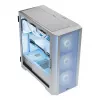 Caja de PC MODECOM HORIZON FLOW MIDI blanca — torre Midi, ARGB, cristal templado, micro ATX, USB-C, 3x140mm delante, 1x140mm detrás, GPU hasta 400 mm, altura de disipador de CPU 172 mm
