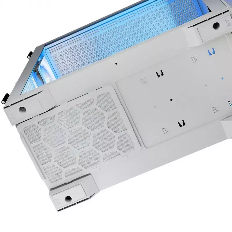 Caja de PC MODECOM HORIZON FLOW MIDI blanca — torre Midi, ARGB, cristal templado, micro ATX, USB-C, 3x140mm delante, 1x140mm detrás, GPU hasta 400 mm, altura de disipador de CPU 172 mm