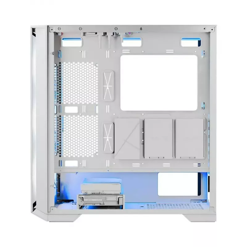 Caja de PC MODECOM HORIZON FLOW MIDI blanca — torre Midi, ARGB, cristal templado, micro ATX, USB-C, 3x140mm delante, 1x140mm detrás, GPU hasta 400 mm, altura de disipador de CPU 172 mm