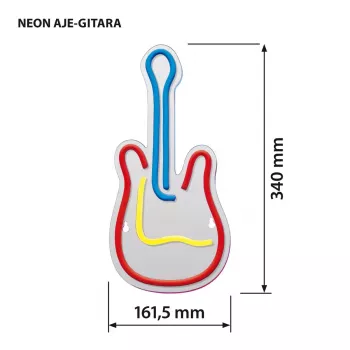 Letrero de neón LED ActiveJet AJE-NEON GUITAR multicolor USB 5V, 240×176×20 mm, montaje en superficie