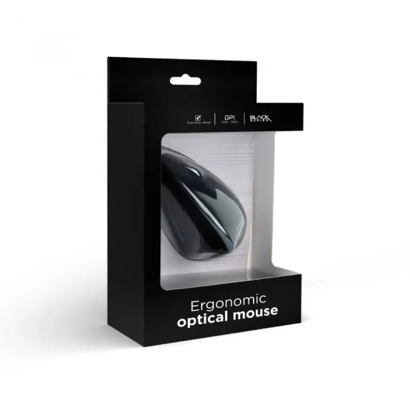 Ratón óptico GEMBIRD MUS-ERGO-01 - ergonómico, 6 botones, rueda, USB, Negro