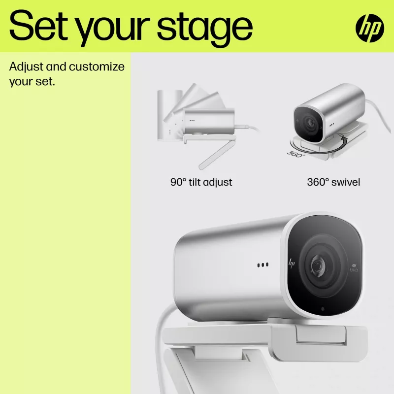 HP 960 Webcam de streaming 4K, 8 MP, 3840 x 2160 píxeles, 4K Ultra HD, 30 fps, 5x, Hogar