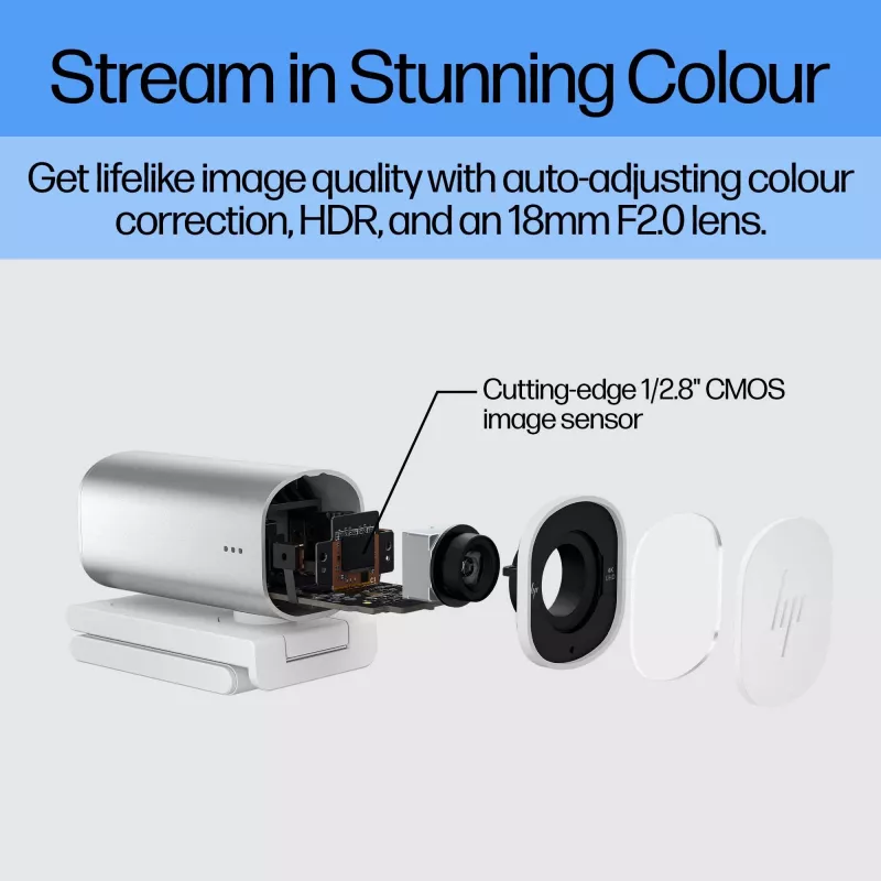 HP 960 Webcam de streaming 4K, 8 MP, 3840 x 2160 píxeles, 4K Ultra HD, 30 fps, 5x, Hogar