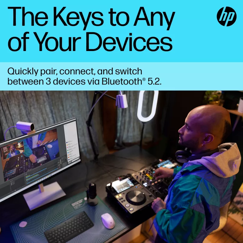 HP 350 Teclado Bluetooth compacto multidispositivo, inalámbrico, Bluetooth, mecánico, QWERTY, Negro