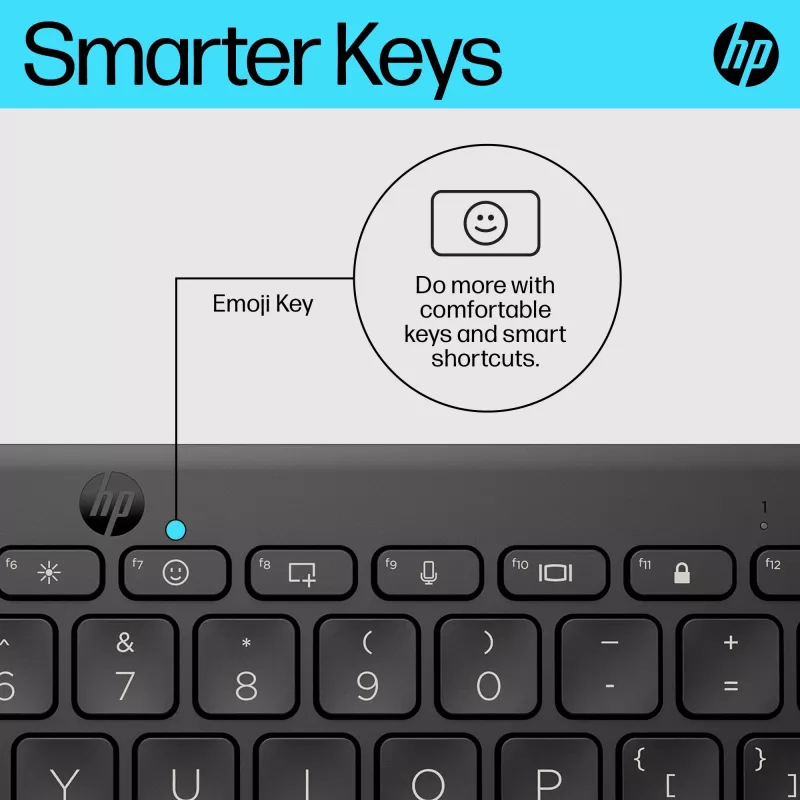 HP 350 Teclado Bluetooth compacto multidispositivo, inalámbrico, Bluetooth, mecánico, QWERTY, Negro