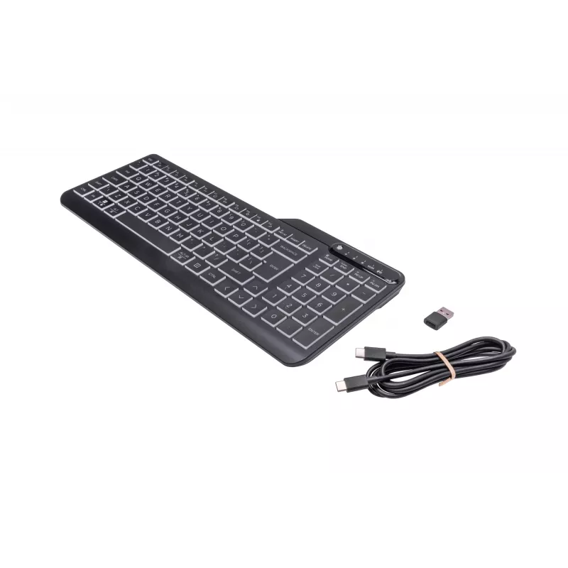 HP 400 Teclado con cable retroiluminado, tamaño completo (100%), cable, USB, mecánico, QWERTY, Negro