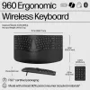 HP 960 Teclado inalámbrico ergonómico, formato completo (100%), inalámbrico, RF Wireless + Bluetooth, membrana, QWERTZ, Negro