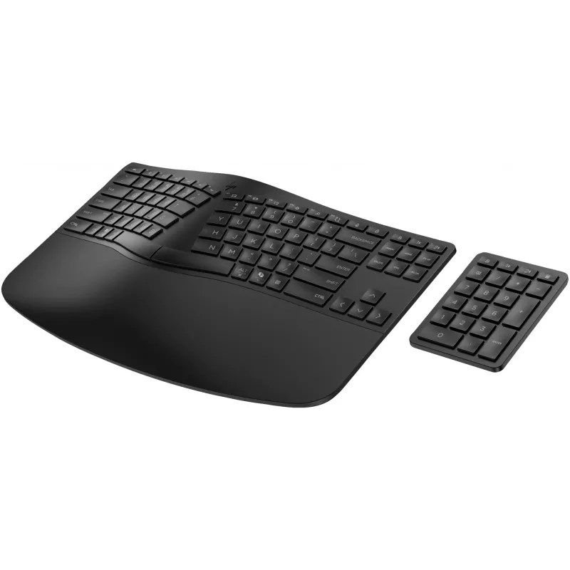 HP 965 Teclado inalámbrico ergonómico, formato completo (100%), inalámbrico, RF Wireless + Bluetooth, membrana, QWERTY, Negro
