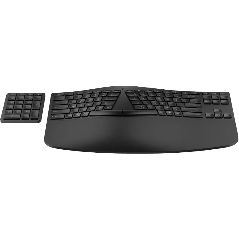 HP 965 Teclado inalámbrico ergonómico, formato completo (100%), inalámbrico, RF Wireless + Bluetooth, membrana, QWERTY, Negro