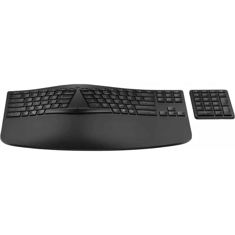 HP 965 Teclado inalámbrico ergonómico, formato completo (100%), inalámbrico, RF Wireless + Bluetooth, membrana, QWERTY, Negro