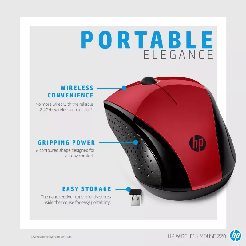 HP Ratón inalámbrico 220 (Sunset Red)