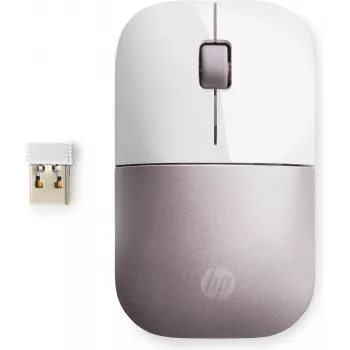 HP Ratón inalámbrico Z3700 – Blanco/Rosa, ambidiestro, RF Wireless, 1200 dpi, Rosa, Blanco
