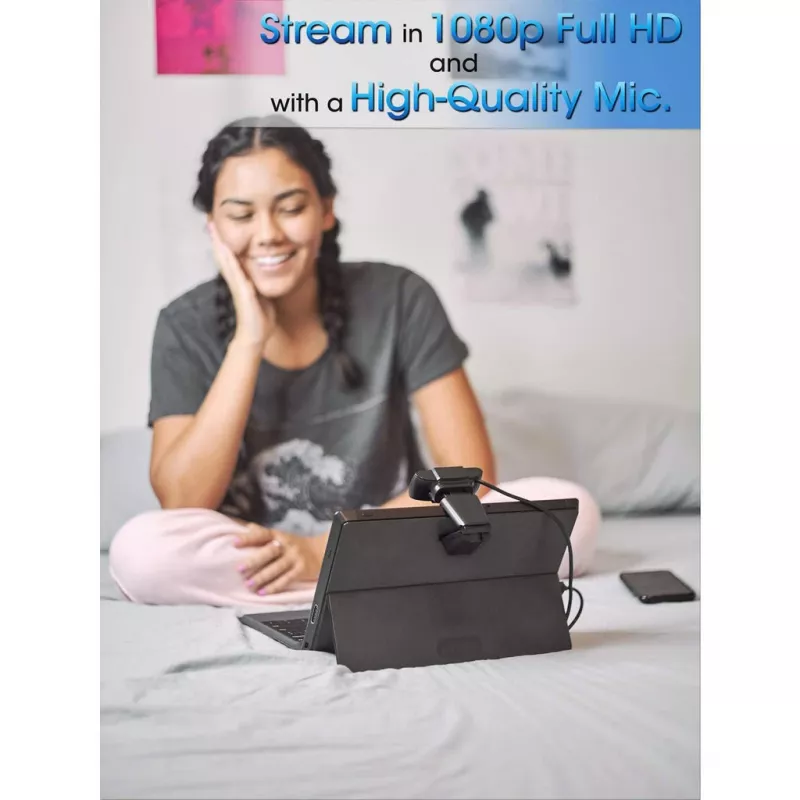 Manhattan Webcam USB, dos megapíxeles (precio especial), 1080p Full HD, USB-A, micrófono integrado, base con clip ajustable, 30 fotogramas por segundo, negro, tres años de garantía, caja