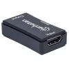 Repetidor AV Manhattan Repetidor HDMI 4K@60Hz, 1xHDMI entrada/salida, ancho de banda de 600 MHz, hasta 40 m, alimentación por micro-USB, negro