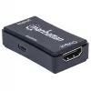 Repetidor AV Manhattan Repetidor HDMI 4K@60Hz, 1xHDMI entrada/salida, ancho de banda de 600 MHz, hasta 40 m, alimentación por micro-USB, negro