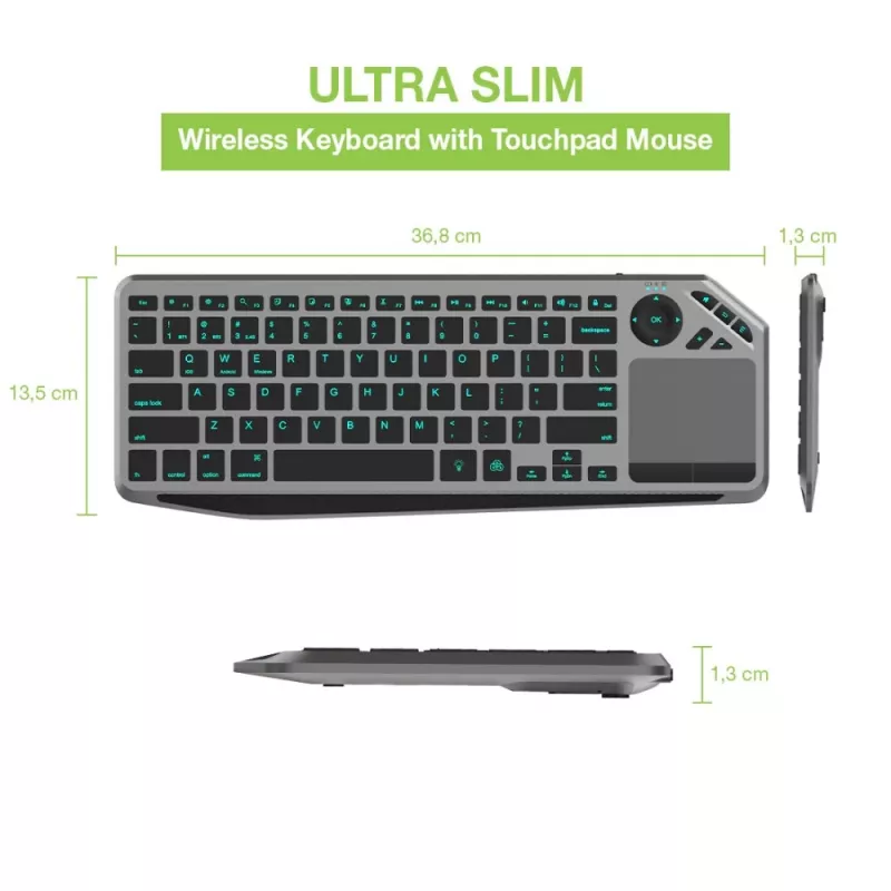 Techly ICTB9801TB Teclado universal RF inalámbrico + Bluetooth QWERTY US English negro