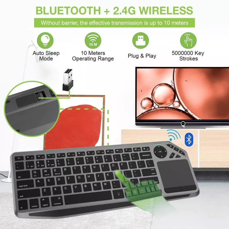 Techly ICTB9801TB Teclado universal RF inalámbrico + Bluetooth QWERTY US English negro