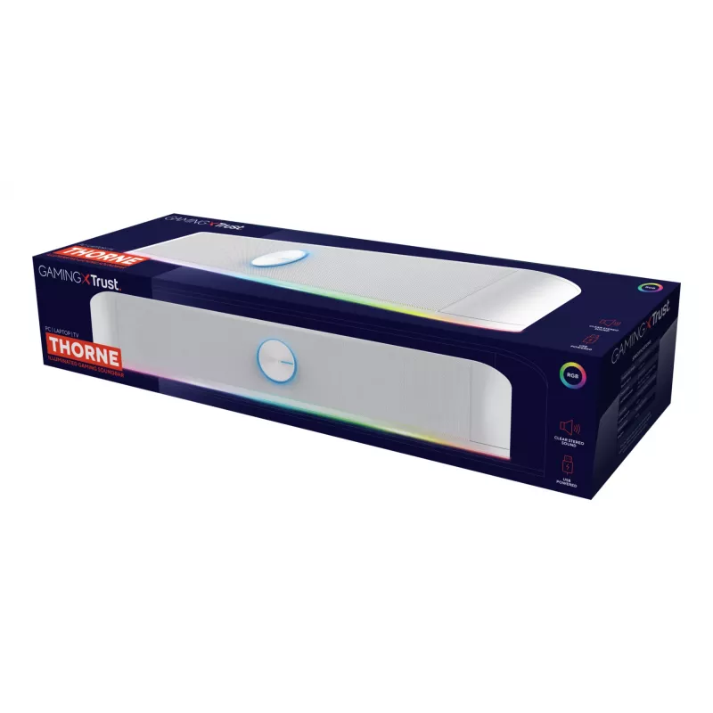 Trust Barra de sonido con iluminación RGB GXT 619W Thorne, 2.0 canales, 6 W, 12 W, 6 W, 10000 Ω, 4 Ω