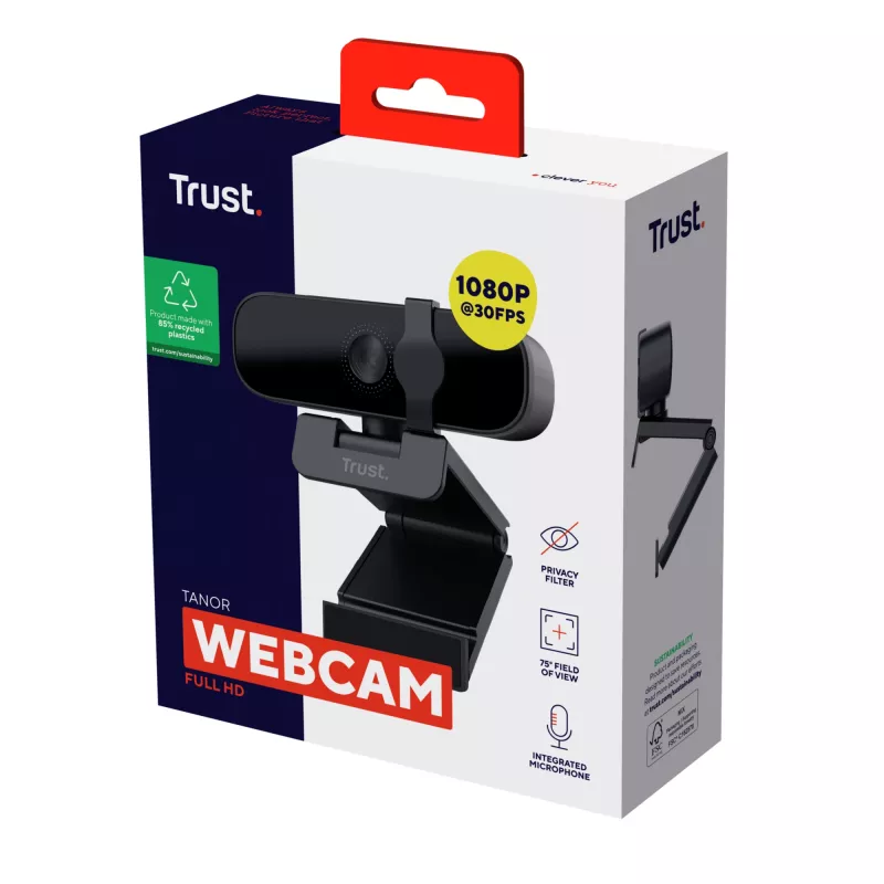 Trust Tanor Webcam 1920 x 1080 píxeles USB negro