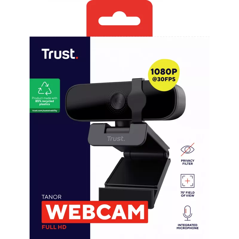 Trust Tanor Webcam 1920 x 1080 píxeles USB negro