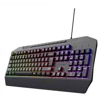 Teclado gaming con cable TRUST GXT 836 Evocx USB QWERTY US-inglés, iluminación RGB, reposamuñecas, 114 teclas, formato 110%