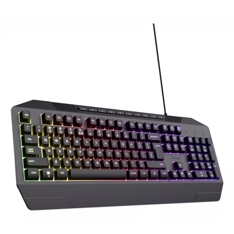 Teclado gaming con cable TRUST GXT 836 Evocx USB QWERTY US-inglés, iluminación RGB, reposamuñecas, 114 teclas, formato 110%
