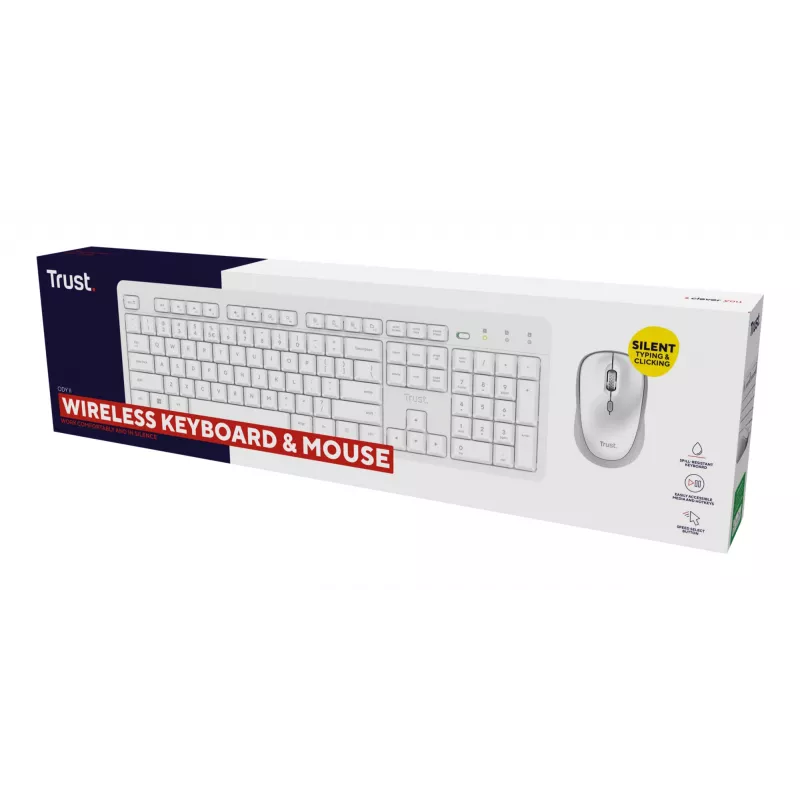 Trust Ody II Teclado y ratón incluidos de oficina/doméstico RF inalámbrico QWERTY US-inglés blanco