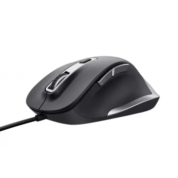 Trust Fyda Ratón con cable, para diestros, óptico, USB Type-A, 5000 dpi, negro