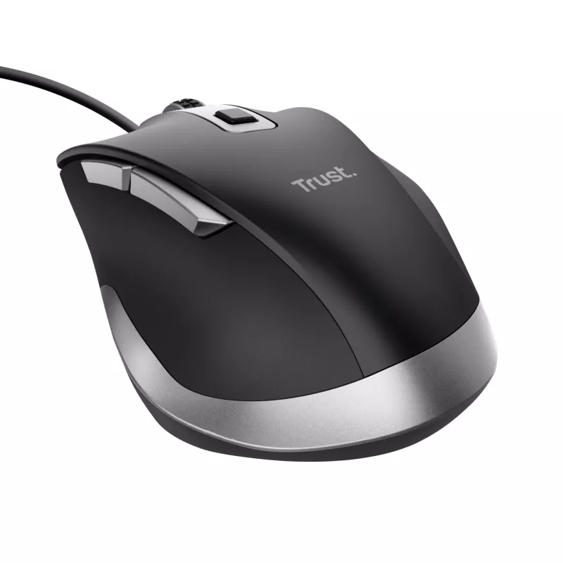 Trust Fyda Ratón con cable, para diestros, óptico, USB Type-A, 5000 dpi, negro