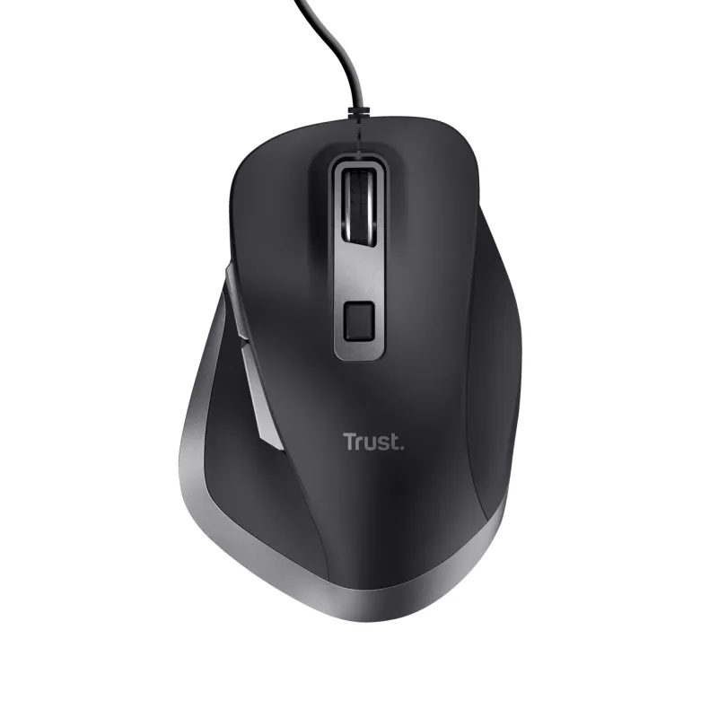 Trust Fyda Ratón con cable, para diestros, óptico, USB Type-A, 5000 dpi, negro