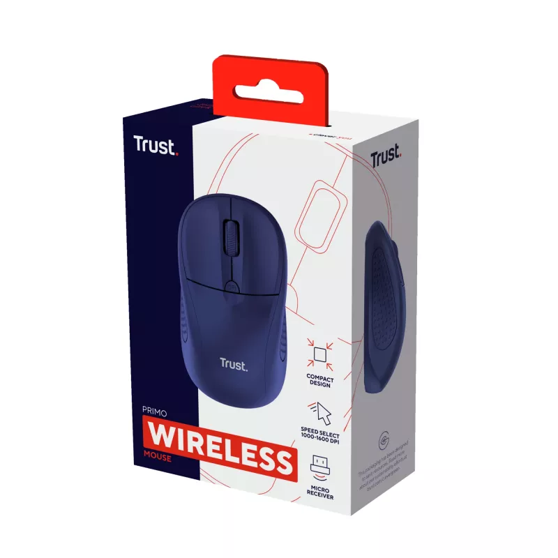 Trust Primo Ratón de viaje ambidiestro RF inalámbrico óptico 1600 DPI