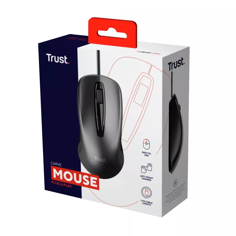 Trust Carve Ratón de oficina ambidiestro USB Type-A óptico 1200 DPI