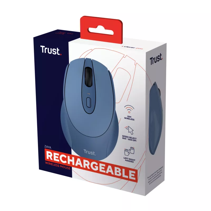 Trust Zaya Ratón de oficina ambidiestro RF inalámbrico óptico 1600 DPI