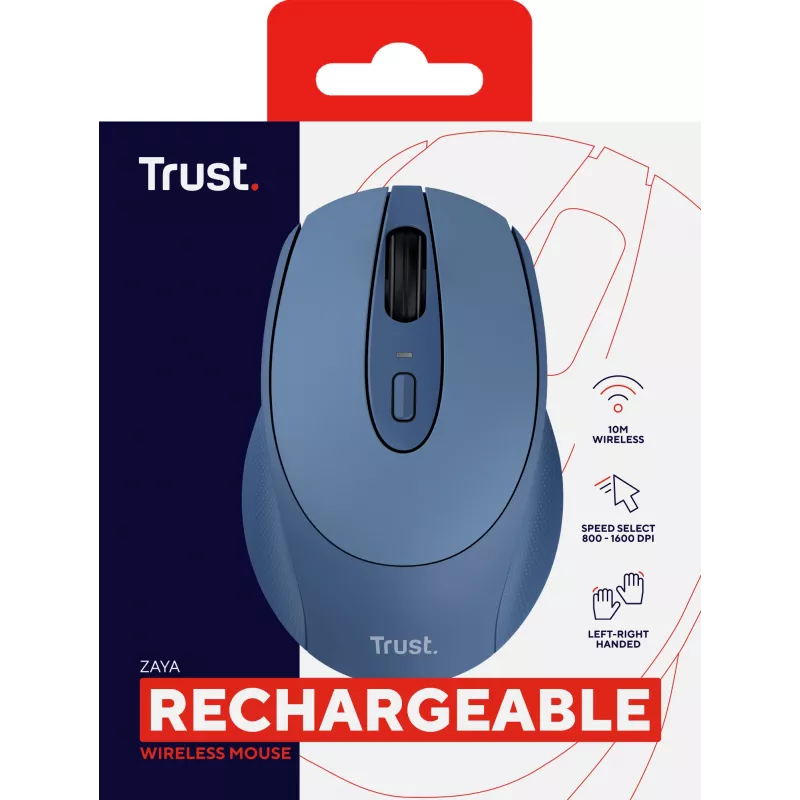 Trust Zaya Ratón de oficina ambidiestro RF inalámbrico óptico 1600 DPI