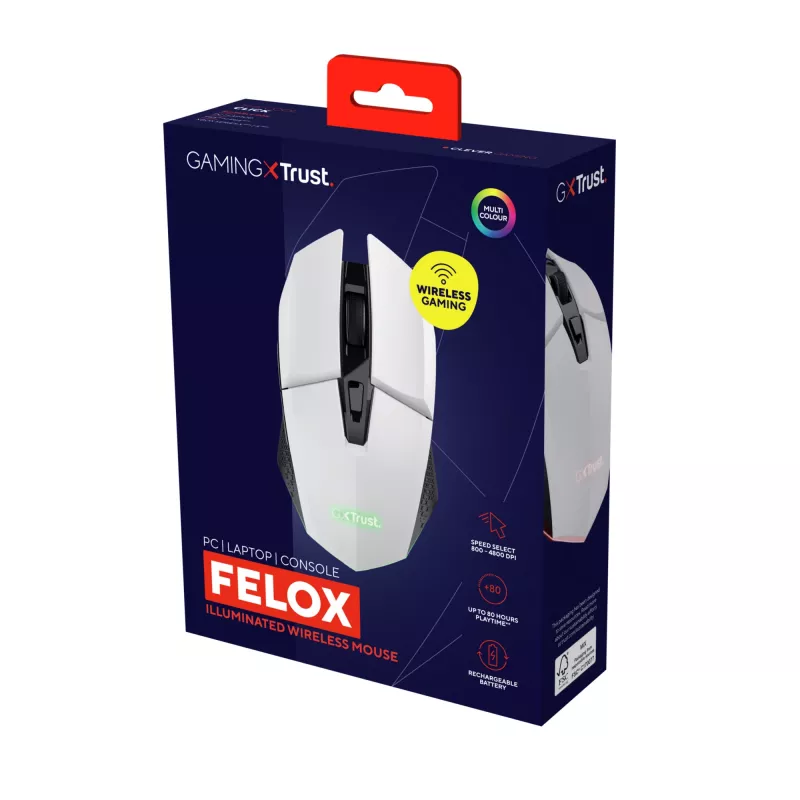 Trust GXT 110 FELOX Ratón Gaming Diestro RF Wireless Óptico 4800 DPI