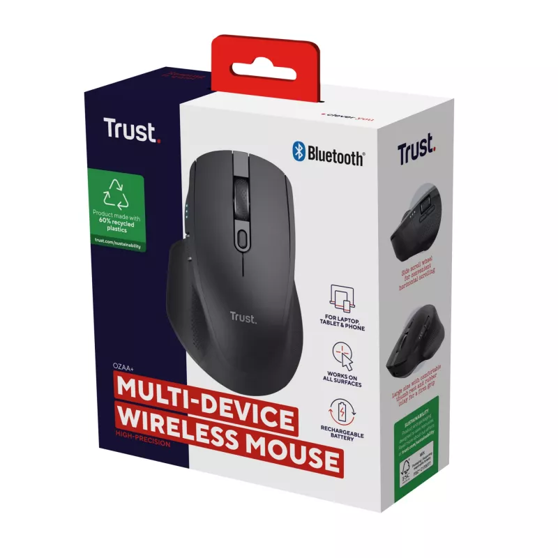 Trust Ozaa+ Ratón Oficina Diestro RF Wireless + Bluetooth 3200 DPI