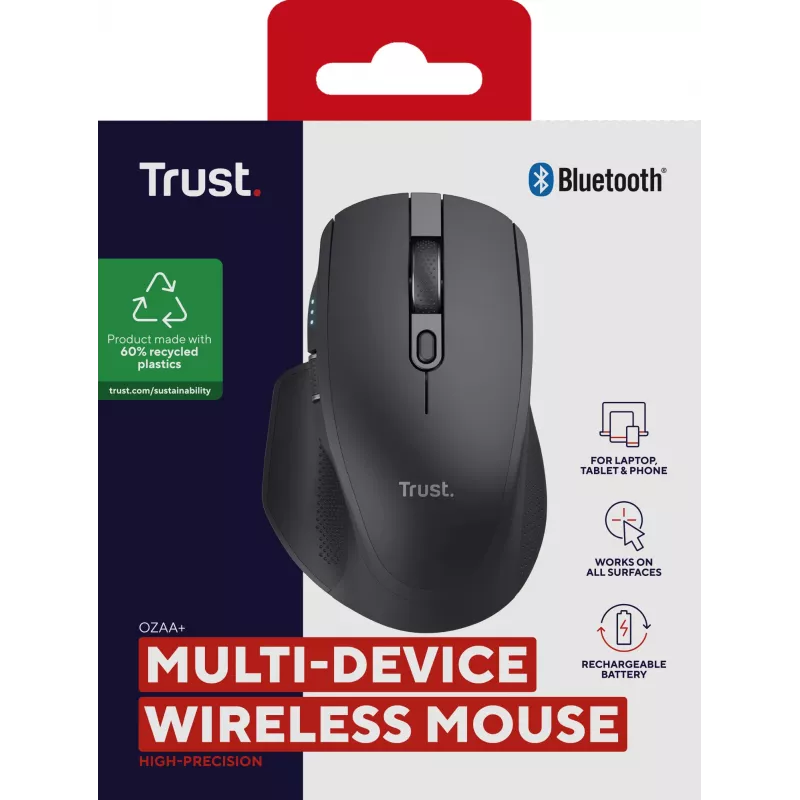 Trust Ozaa+ Ratón Oficina Diestro RF Wireless + Bluetooth 3200 DPI