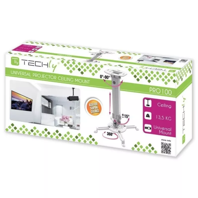 Techly Soporte de techo para proyector Extensión 380-580 mm Plata ICA-PM 18S