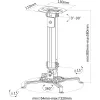Techly Soporte de techo para proyector Extensión 380-580 mm Plata ICA-PM 18S