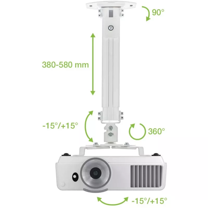 Techly Soporte de techo para proyector Extensión 380-580 mm Plata ICA-PM 18S