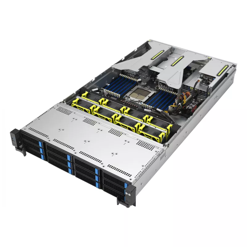 ASUS RS521A-E12-RS12U Socket SP5 Rack (2U) Negro, Plata