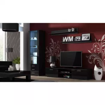 Set de estantes flotantes de pared Cama Meble SOHO 1250×200×200 mm, tablero de partículas, negro mate (dos estantes)