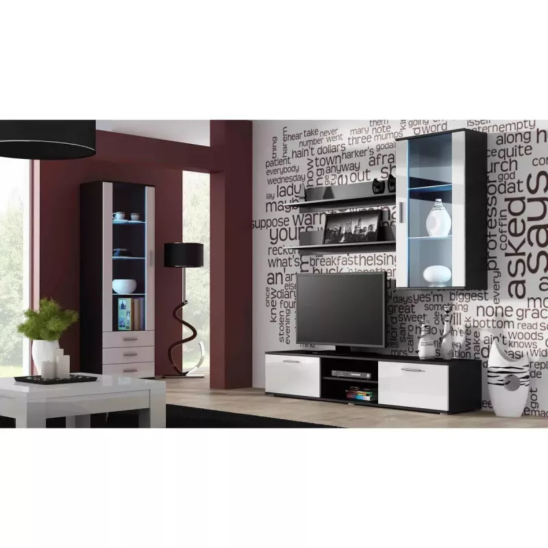 Set de estantes flotantes de pared Cama Meble SOHO 1250×200×200 mm, tablero de partículas, negro mate (dos estantes)
