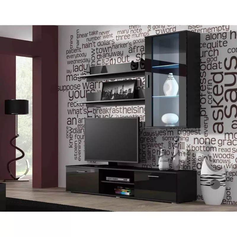 Set de estantes flotantes de pared Cama Meble SOHO 1250×200×200 mm, tablero de partículas, negro mate (dos estantes)